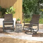Wicker Rattan Swivel Patio Glider Chair Set of 2, Outdoor Glider Chair with Steel Frame, High Back, Brown - Image 10