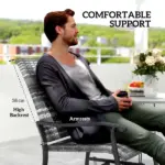 Wicker Rattan Swivel Patio Glider Chair Set of 2, Outdoor Glider Chair with Steel Frame, High Back, Gray - Image 7