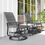 Wicker Rattan Swivel Patio Glider Chair Set of 2, Outdoor Glider Chair with Steel Frame, High Back, Gray - Image 9