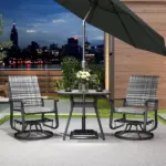 Wicker Rattan Swivel Patio Glider Chair Set of 2, Outdoor Glider Chair with Steel Frame, High Back, Gray - Image 10
