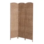 HOMCOM Wicker Room Divider 6' 3-Panel Freestanding Privacy Screen Folding Natural
