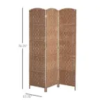 HOMCOM Wicker Room Divider 6' 3-Panel Freestanding Privacy Screen Folding Natural - Image 3