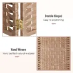 HOMCOM Wicker Room Divider 6' 3-Panel Freestanding Privacy Screen Folding Natural - Image 4