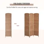 HOMCOM Wicker Room Divider 6' 3-Panel Freestanding Privacy Screen Folding Natural - Image 5
