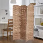 HOMCOM Wicker Room Divider 6' 3-Panel Freestanding Privacy Screen Folding Natural - Image 7