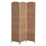 HOMCOM Wicker Room Divider 6' 3-Panel Freestanding Privacy Screen Folding Natural - Image 8