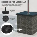 Wicker Side Table with 1.5" Umbrella Hole, Square Outdoor End Table with UV-Resistant Frame, Storage Space, Mixed-Gray - Image 4