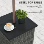 Wicker Side Table with 1.5" Umbrella Hole, Square Outdoor End Table with UV-Resistant Frame, Storage Space, Mixed-Gray - Image 6