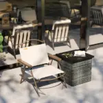 Wicker Side Table with 1.5" Umbrella Hole, Square Outdoor End Table with UV-Resistant Frame, Storage Space, Mixed-Gray - Image 9