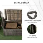Outsunny Wicker Storage Bench Cream White Outdoor Patio PE Rattan Large Capacity - Image 7
