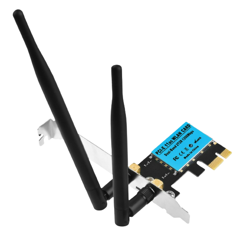 1200Mbps Dual Band PCIe WiFi Adapter 2.4GHz 5GHz with Dual Antennas
