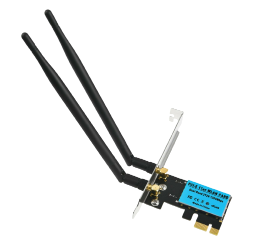 1200Mbps Dual Band PCIe WiFi Adapter 2.4GHz 5GHz with Dual Antennas