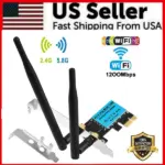 1200Mbps Dual Band PCIe WiFi Adapter 2.4GHz 5GHz with Dual Antennas