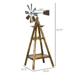 Windmill Weather Vane Wind Vane with Bottom Shelf, Steel Windmill Head, Stained Wood - Image 3