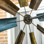 Windmill Weather Vane Wind Vane with Bottom Shelf, Steel Windmill Head, Stained Wood - Image 7