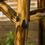 Windmill Weather Vane Wind Vane with Bottom Shelf, Steel Windmill Head, Stained Wood - Image 9