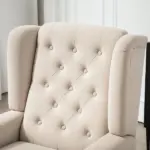 Wingback Accent Chair for Living Room, Button-Tufted Lounge Chair with Round Armrests and Wood Legs, Beige - Image 9