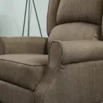Wingback Brown Recliner Massage Chair with Heat Fabric Sofa Remote Control and Footrest for Living Room - Image 9