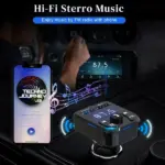 Bluetooth 5.0 Car FM Transmitter with Dual USB Charger and Hands Free Calling - Image 9