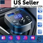 Bluetooth 5.0 Car FM Transmitter with Dual USB Charger and Hands Free Calling