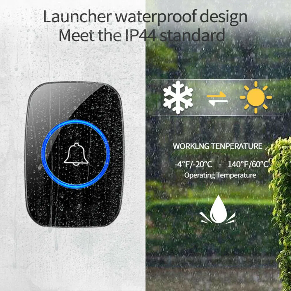 Wireless Plug-In Doorbell Kit with 1000ft Range, 38 Chimes and 5 Volume Levels