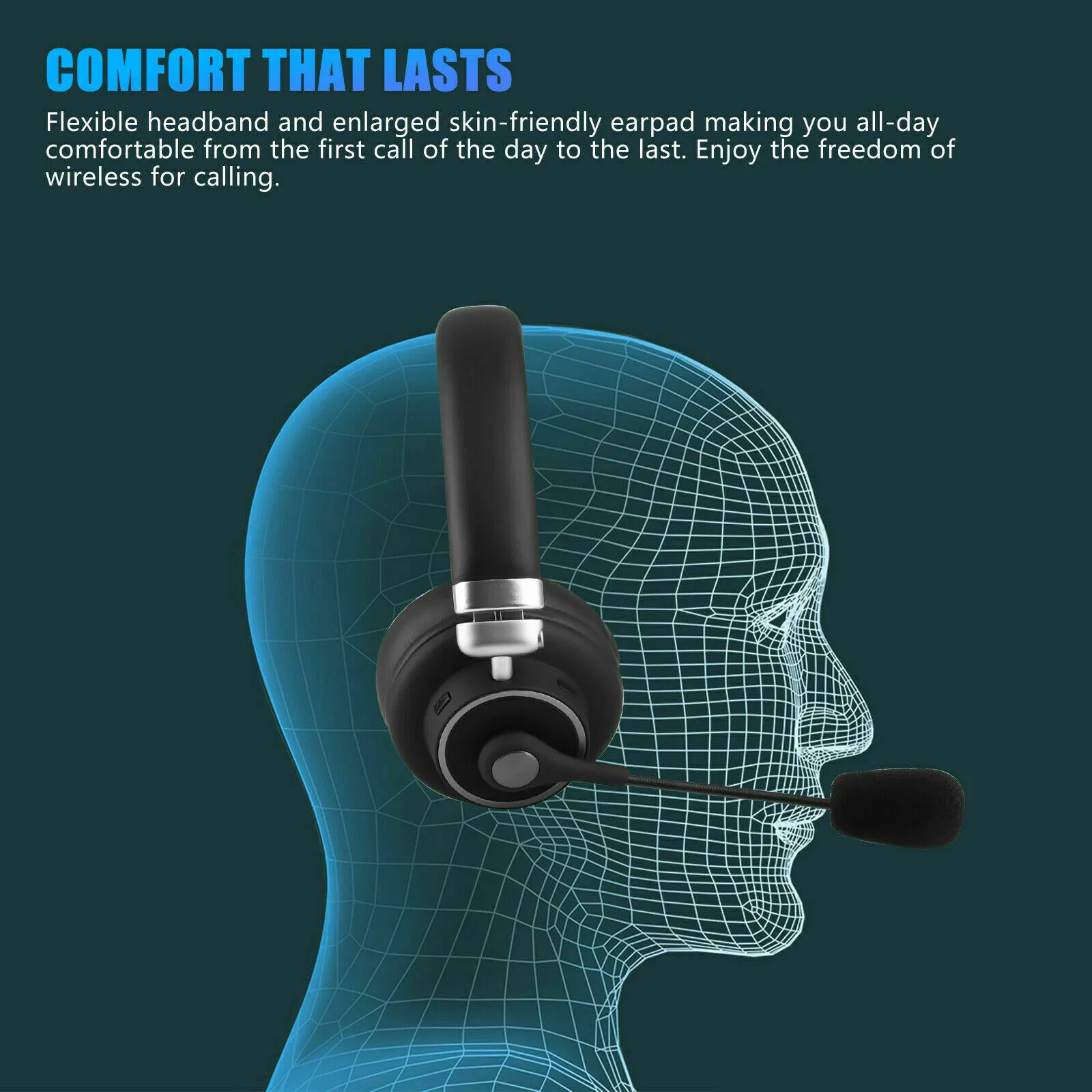 Bluetooth 5.0 Trucker Headset with Boom Mic Mute and Noise Reduction