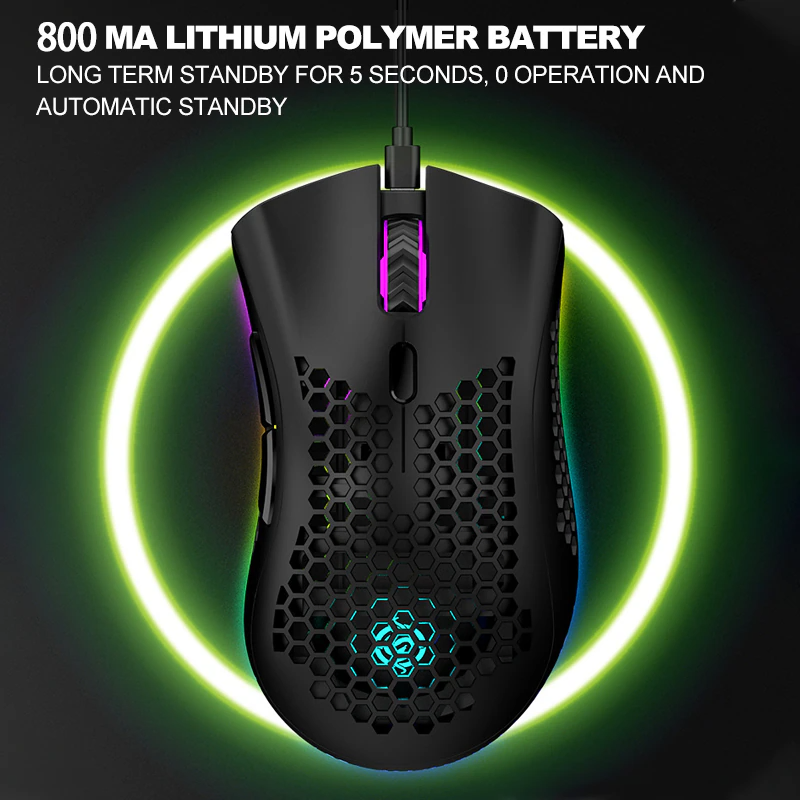 Rechargeable Wireless Gaming Mouse 3200 DPI with RGB Backlight
