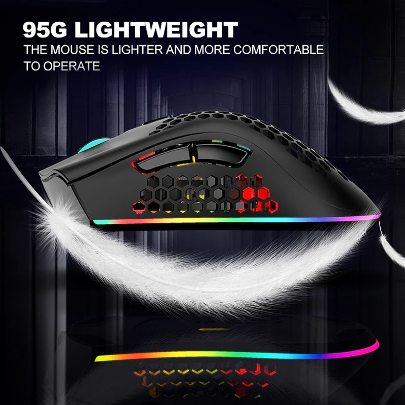 Rechargeable Wireless Gaming Mouse 3200 DPI with RGB Backlight