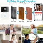 Wireless WiFi Video Doorbell Camera with Chime and Two Way Intercom - Image 9