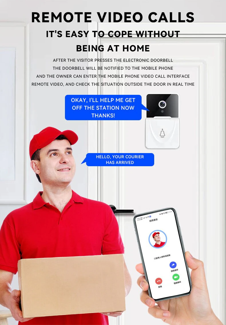 Wireless WiFi Video Doorbell Camera with Chime and Two Way Intercom