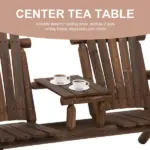 Outsunny Wood Adirondack Patio Chair Bench with Center Coffee Table, for Lounging and Relaxing Outdoors Carbonized - Image 5