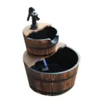 Wood Freestanding Fountain with 2 Tier Waterfall Barrel, Electric Pump for Garden Decor, Lawn, Backyard - Image 11