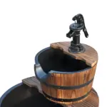 Wood Freestanding Fountain with 2 Tier Waterfall Barrel, Electric Pump for Garden Decor, Lawn, Backyard - Image 9