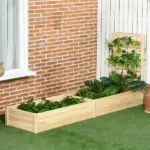 Outsunny Wood Planter Box with Trellis for Climbing Plants, Raised Garden Bed for Outdoor Flowers Herbs, 91"x24"x43", Natural - Image 2