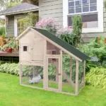 Wood Rabbit Hutch 2-Tier Small Animal House with Ramp and Run Natural 55" L - Image 2
