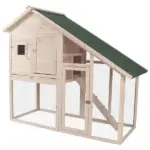 Wood Rabbit Hutch 2-Tier Small Animal House with Ramp and Run Natural 55" L