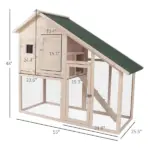 Wood Rabbit Hutch 2-Tier Small Animal House with Ramp and Run Natural 55" L - Image 3