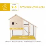 Wood Rabbit Hutch 2-Tier Small Animal House with Ramp and Run Natural 55" L - Image 4