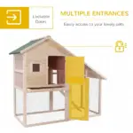 Wood Rabbit Hutch 2-Tier Small Animal House with Ramp and Run Natural 55" L - Image 5