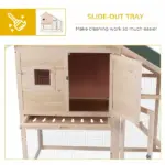 Wood Rabbit Hutch 2-Tier Small Animal House with Ramp and Run Natural 55" L - Image 6