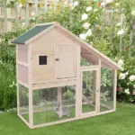 Wood Rabbit Hutch 2-Tier Small Animal House with Ramp and Run Natural 55" L - Image 10