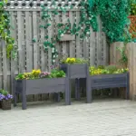Outsunny Wood Raised Garden Bed Set of 3 with Legs Planter Box Gray for Vegetables Herbs Backyard Patio - Image 2