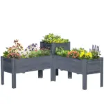 Outsunny Wood Raised Garden Bed Set of 3 with Legs Planter Box Gray for Vegetables Herbs Backyard Patio - Image 11