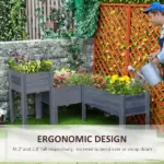 Outsunny Wood Raised Garden Bed Set of 3 with Legs Planter Box Gray for Vegetables Herbs Backyard Patio - Image 5