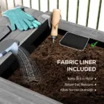 Outsunny Wood Raised Garden Box, Elevated Garden Bed with Side Table, Bottom Shelf, Bed Liners and Drainage Holes, Gray - Image 6