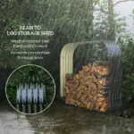 Outsunny Galvanized Steel Firewood Storage Rack with Rubberized Safety Edges - Image 4