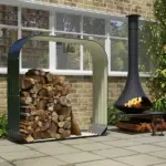 Outsunny Galvanized Steel Firewood Storage Rack with Rubberized Safety Edges - Image 10