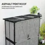 Wood Storage Shed, Outdoor Garden Shed with Asphalt Roof, 2 Shelves, Lockable Doors and Adjustable Feet, Gray - Image 5
