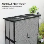 Outsunny Wood Storage Shed, Outdoor Garden Shed with Asphalt Roof, 2 Shelves, Lockable Doors and Adjustable Feet, Gray - Image 5