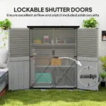 Outsunny Wood Storage Shed, Outdoor Garden Shed with Asphalt Roof, 2 Shelves, Lockable Doors and Adjustable Feet, Gray - Image 7
